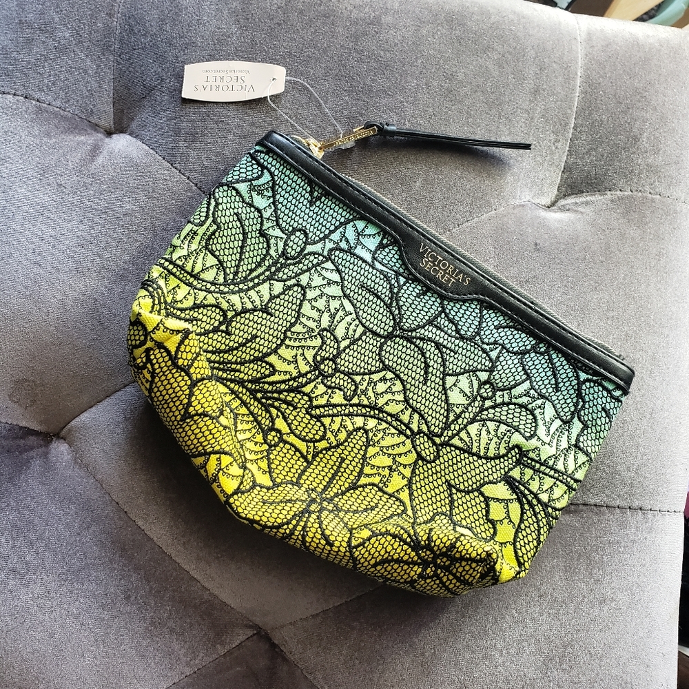 Victoria's Secret Green Ombre Makeup Cosmetic Bag